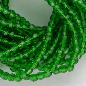 G103-145 3mm Faceted Green Transparent