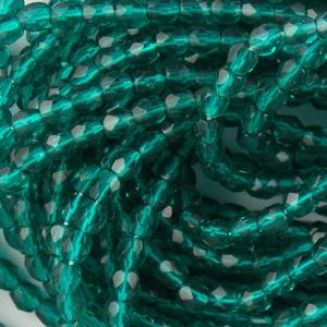 G103-158 3mm Faceted Teal Transparent