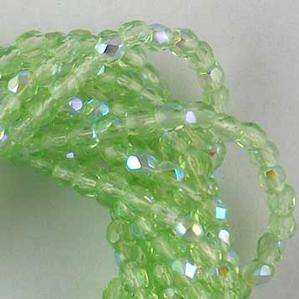 G104-342 3mm Faceted Light Green AB