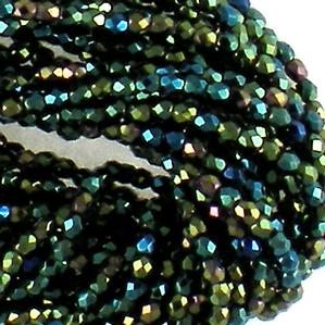 G104-349 3mm Faceted Dark Green Opaque Iris