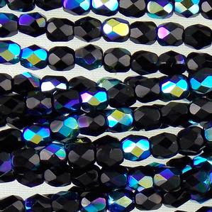 G106-301 4mm Faceted Jet Opaque AB