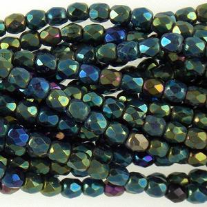 G106X-349 4mm Faceted Green Opaque AB