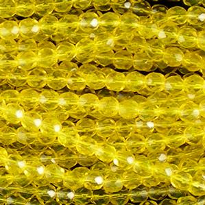 G107-135 6mm Faceted Yellow Transparent