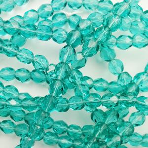 G107-155 6mm Faceted Green Aqua Trans