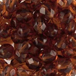 G107-197 6mm Faceted Rootbeer Transparent