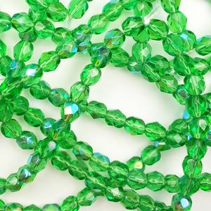 G108-345 6mm Faceted Green AB