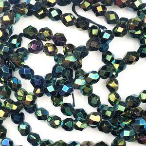 G108X-349 6mm Faceted Dark Green Opaque Iris