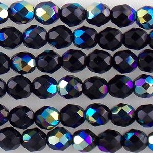 G110-301 8mm Faceted Jet Opaque AB