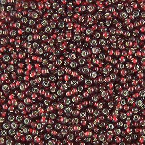 G12-214 10/0 Seed Bead - Dark Red Silverlined