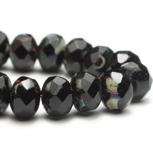 G127-1001 3x5mm Faceted Rondelle - Black Opaque