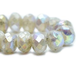 G127-1304 3x5mm Faceted Rondelle - White Iris