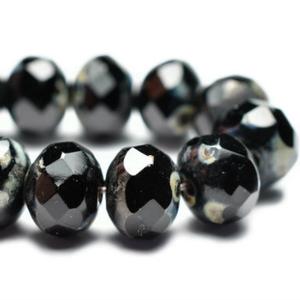 G128-1001 5x7mm Faceted Rondelle - Black Opaque