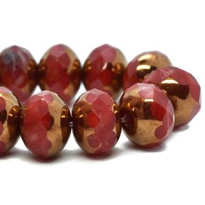 G128-1016 5x7mm Faceted Rondelle - Red Opaque