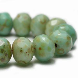 G128-1055 5x7mm Faceted Rondelle - Turq. Green Op.