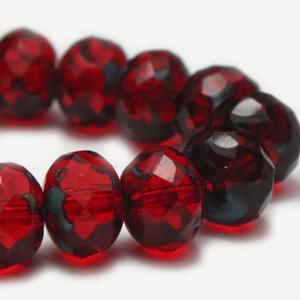 G128-1117 5x7mm Faceted Rondelle - Red Trans.