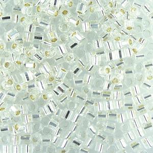 G13-209 8/0 Hex Cut - Crystal Silverlined