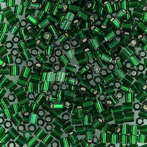 G13-245 8/0 Hex Cut - Green Silverlined