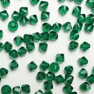 G150-145 4mm Bicones - Emerald Transparent
