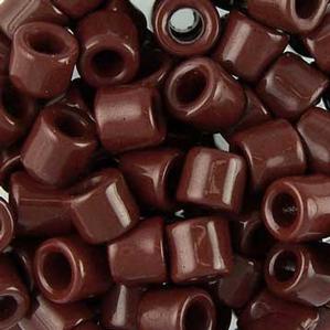 G16-097 Tile Beads - Dark Brown Opaque