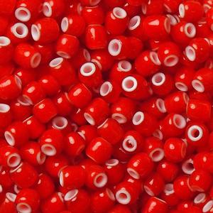 G205-018 White Hearts - Light Red Opaque