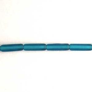 G41-956 - 14x4mm Glass Hot Dogs - Blue Aqua Matte