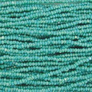 G4X-355 13/0 Charlotte Cut - Green Turquoise Opaque Iris