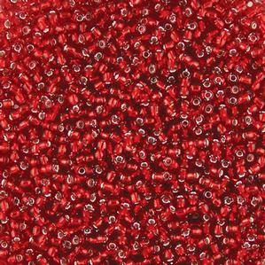 G7J-215  11/0 Seed Red Silverlined