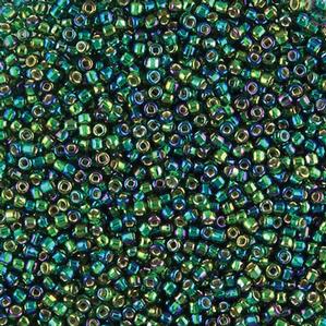 G7J-2348  11/0 Seed Dark Green Silverlined Iris