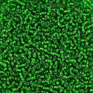 G7J-245  11/0 Seed Green Silverlined