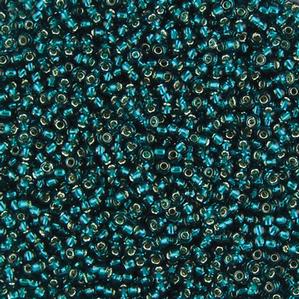 G7J-258  11/0 Seed Teal Silverlined