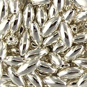 S1-72S 7x3mm Silver Plated Melon Beads