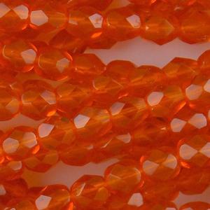 G107-125 6mm Faceted Orange Transparent