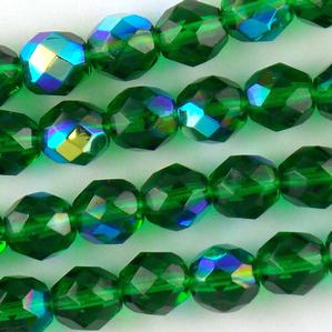 G110-345 8mm Faceted Green AB