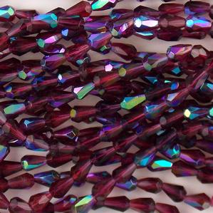G130-378 Faceted Teardrops - Fuchsia AB Iris