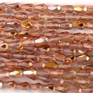 G130-400 Faceted Teardrops - Gold/Crystal