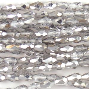 G130-409 Faceted Teardrops - Silver/Crystal