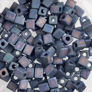 G38-9368 4mm Cube Navy Blue Iris Matte