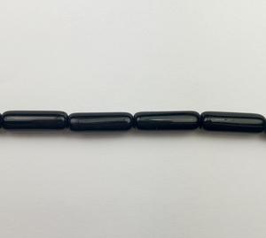 G41-001 - 14x4mm Glass Hot Dogs - Black Opaque