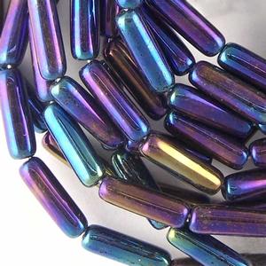 G41-369 - 14x4mm Glass Hot Dogs - Dark Blue Iris