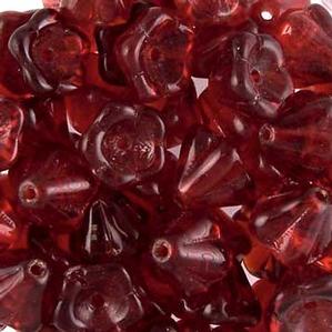 G59-115 Glass Bell-Flower - Red Transparent